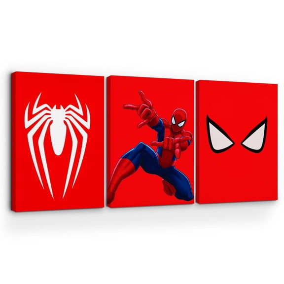 Spiderman 5 Canvas Wall Art by DreamController Set of 3 - 16x24 inches Wall Decor | HD Printed & Wooden framed wall art | Modern Wall Decor for Bedroom, Living Room, Office, Kids Room | Made in USA