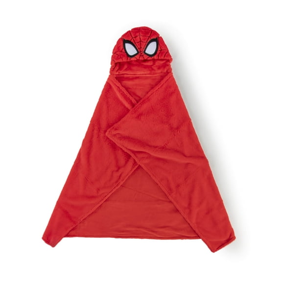 Spiderman Kids Hooded Silk Touch Throw Blanket, Polyester Faux Fur, Red, Marvel, 54" x 40"