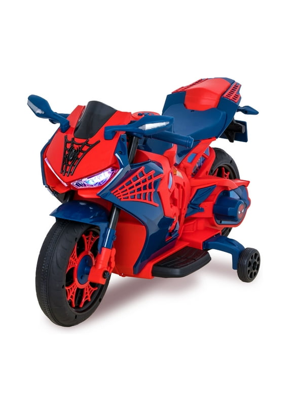 Spiderman 6V Motorcycle Ride On, for Kids, Ages 3+, Rechargeable Battery, up to 65lbs