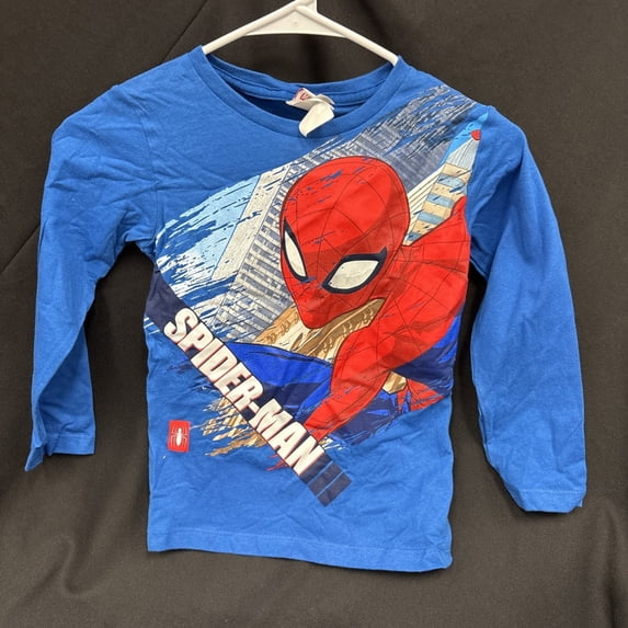 Spiderman Action Blue Graphic Long Sleeve Tshirt Size 6