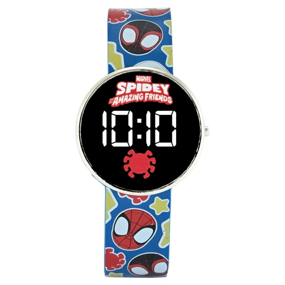 Spiderman And Friends Unisex Childrens LED Watch With Round Caseand Printed Silicone Strap; SPF4026WM