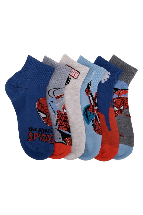 Spiderman Ankle Socks, 6-Pack, Boys Sizes S Boys