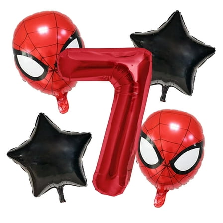 5 PCS Man Spider Balloon Bouquet 7th Birthday - Party Supplies Birthday Party Balloons