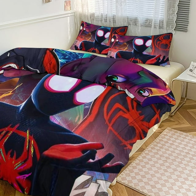 Spiderman Bedding Set for Kids Queen Size Bedding Set Spiderman Merch for Boys Girls
