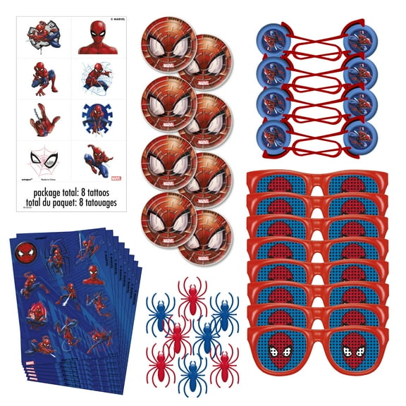 Spiderman Birthday Party Favors for 8 Guests, 48pcs