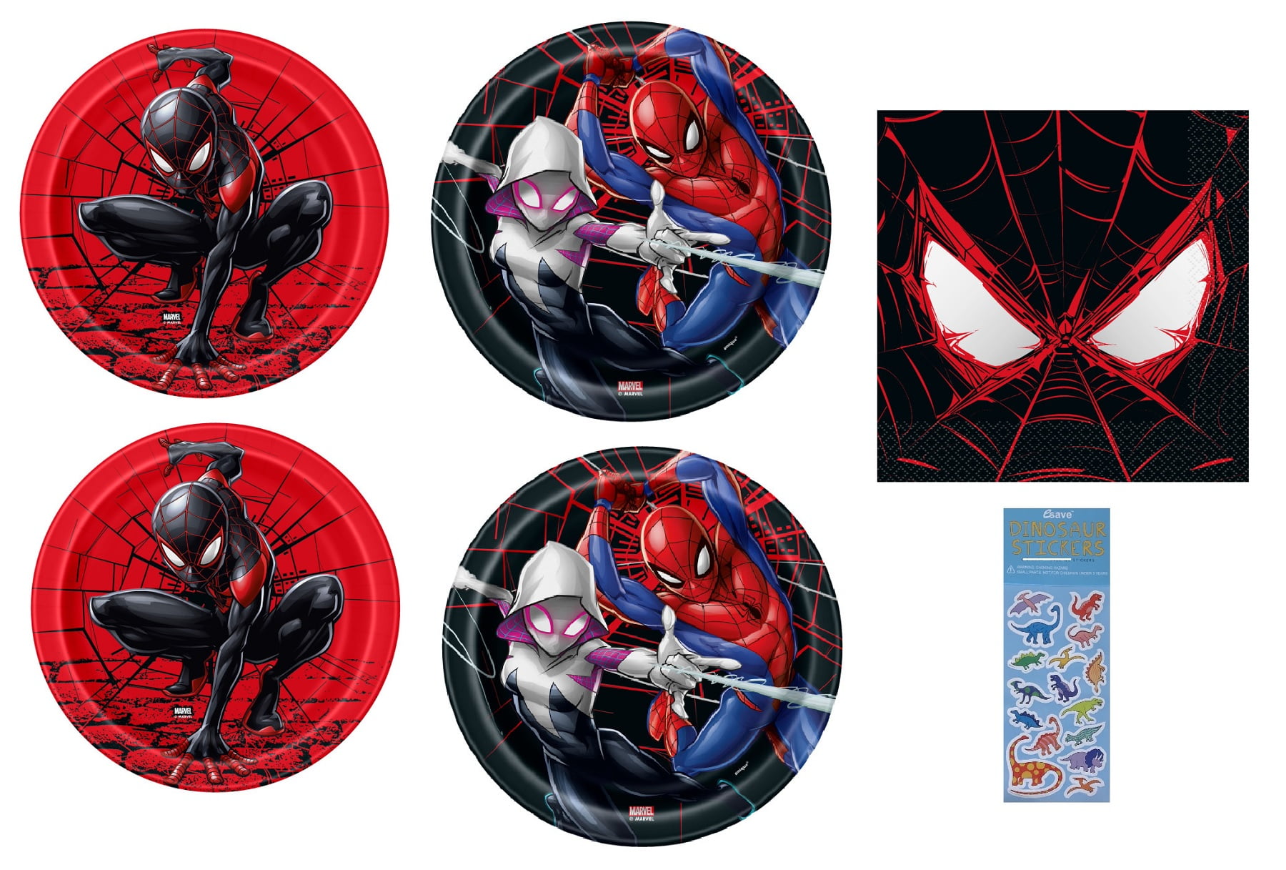 Spiderman Birthday Party Supplies Bundle includes 16 Paper Plates 7\