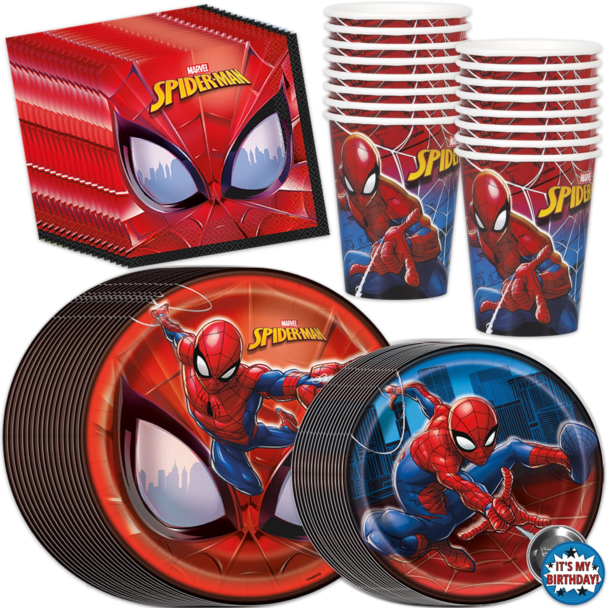 Spiderman Birthday PartyUMRT Supplies Set - Serves 16 Guests ...