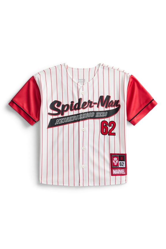 Boys Graphic Baseball Button Down Jersey with Short Sleeves, Sizes 4-12