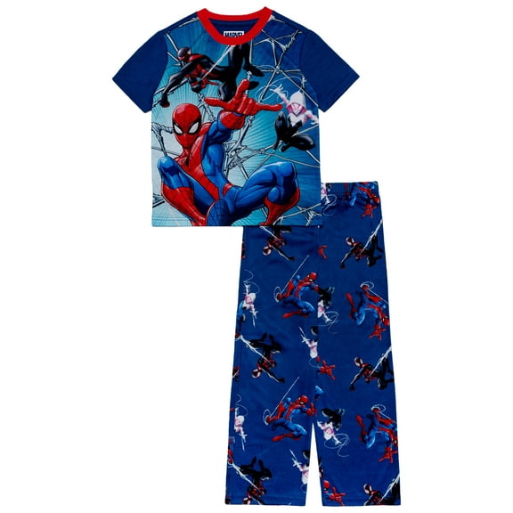 Spiderman Boys 2-Piece Short Sleeve Top and Pant Pajama Set, Sizes 4-12