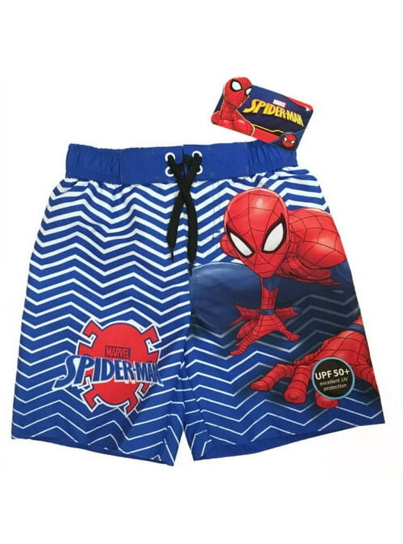 Spiderman Boys' Bathing Suit Kids Swim Trunks, Blue