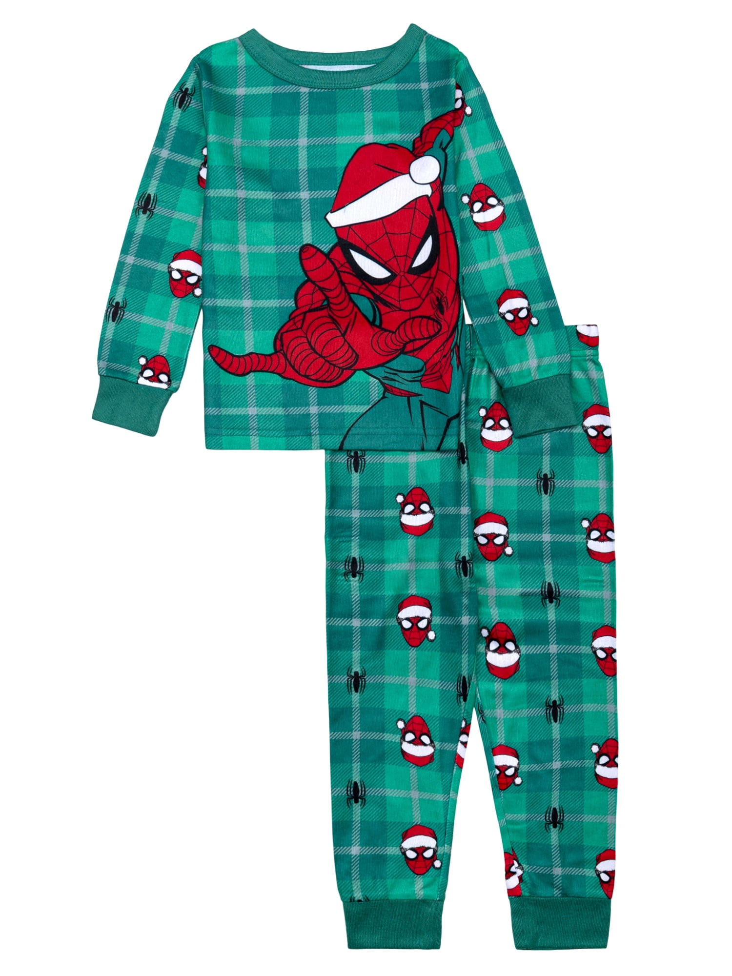 Spiderman Boys Christmas Long Sleeve Top and Pant Pajama Set, 2-Piece ...
