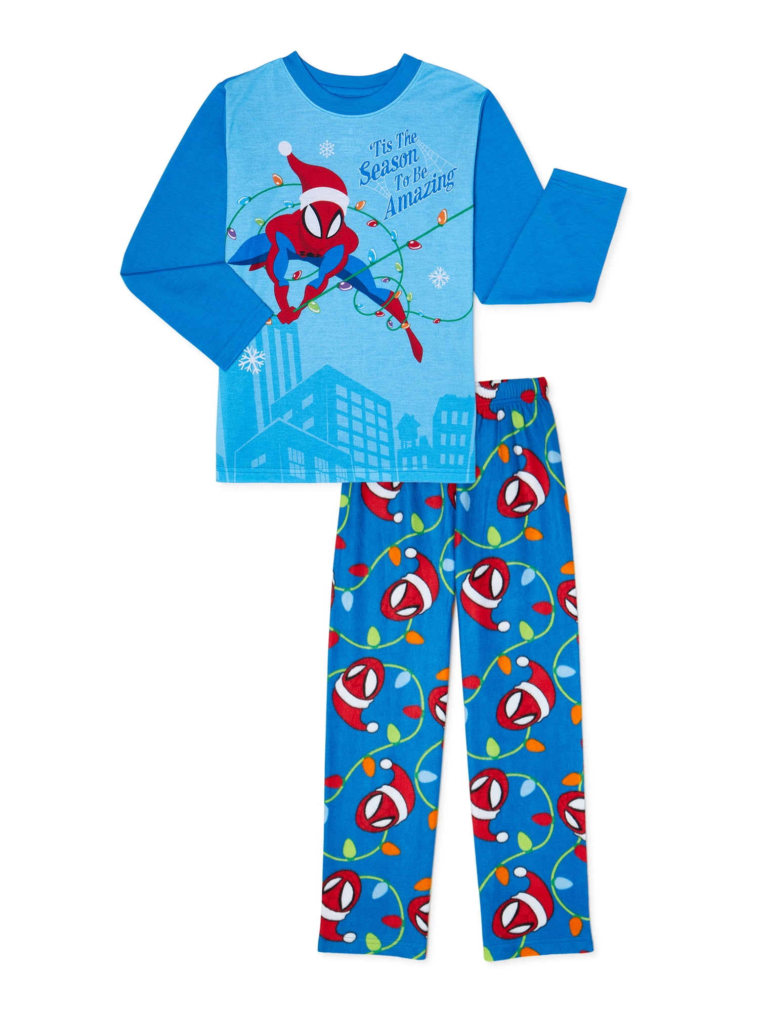 Spiderman Boys Exclusive Long Sleeve Top Long Pants 2 Piece Pajama Set Sizes 4 12