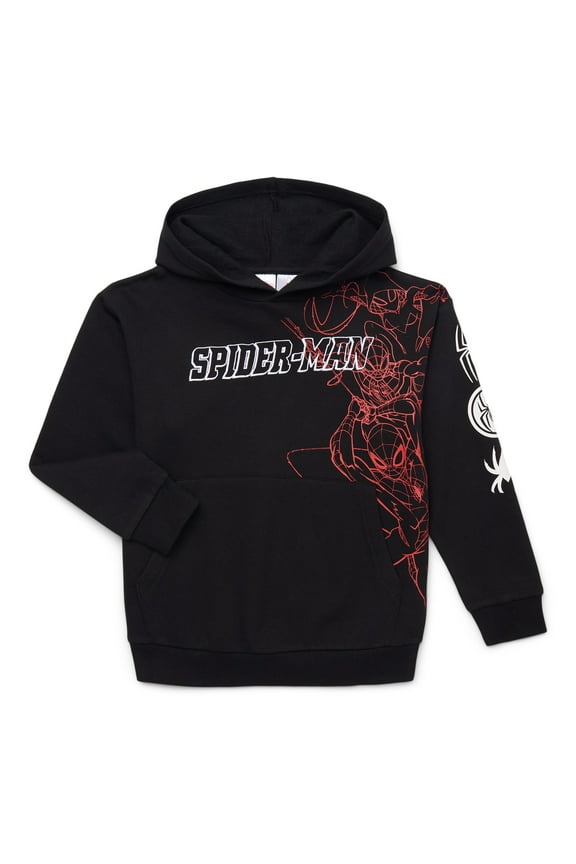 Spider-Man Boys Fashion Hoodie with Long Sleeves, Sizes 4-18