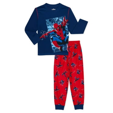 Spiderman Boys Long Sleeve Top and Pants, 2-Piece Pajama Set, Sizes 4-12