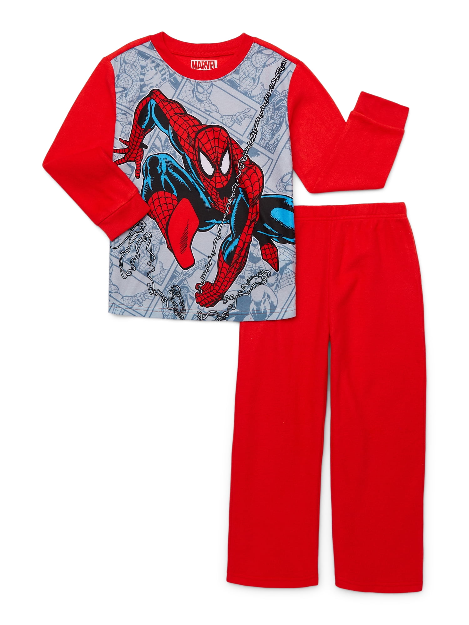 Spiderman Boys Long Sleeve Top and Pants Pajama Set, 2-Piece, Sizes 4-12