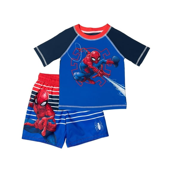 Spiderman Boys' Rash Guard and Swim Trunks Set, Sizes 2T-16