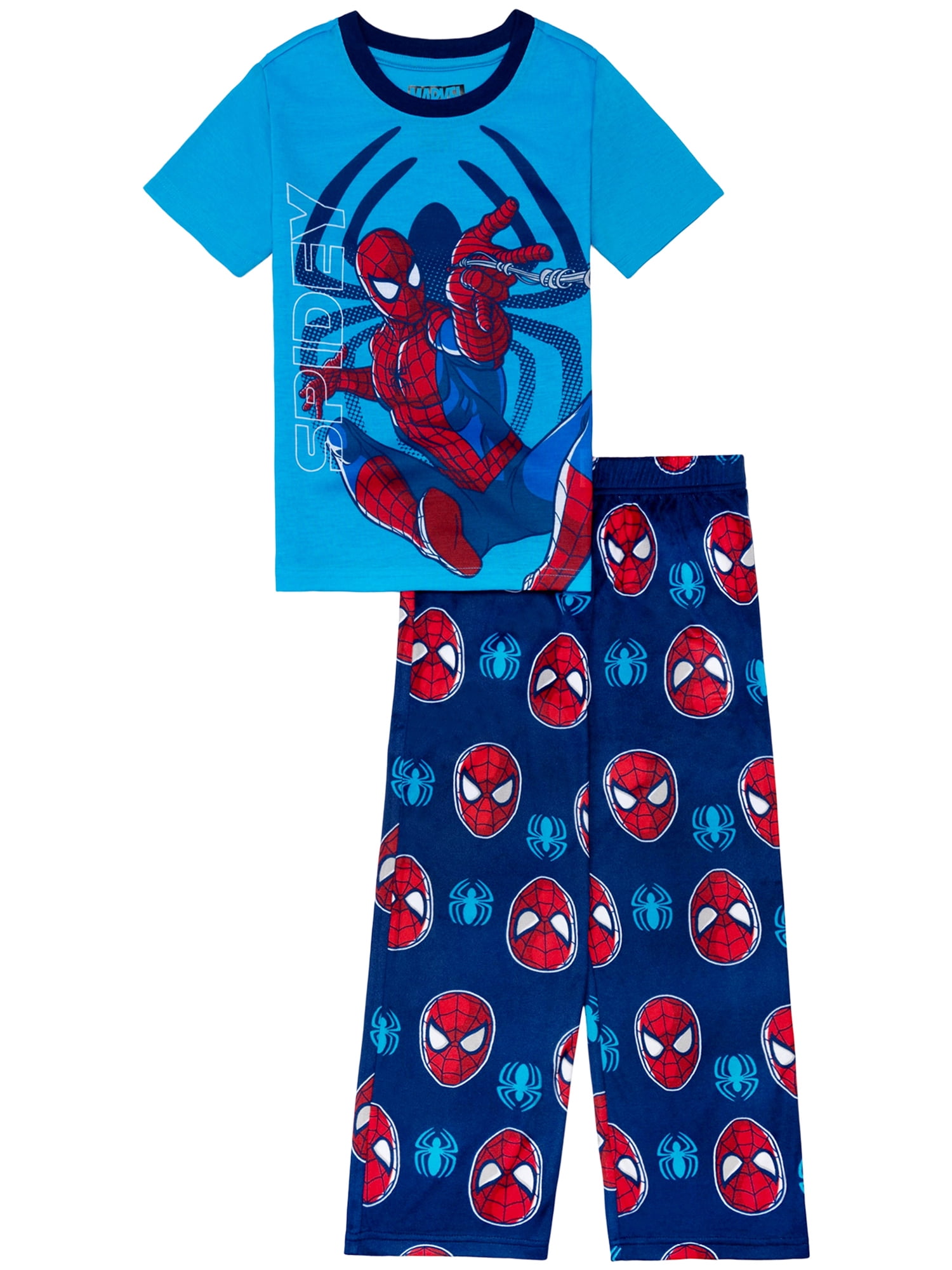 Spiderman Boys Short Sleeve Top and Pant Pajama Set, 2-Piece, Sizes 4-12