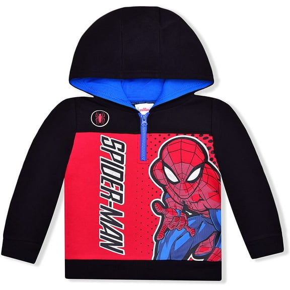 Spiderman Boys Single Character Half Zip Up Hoodie, 4-10
