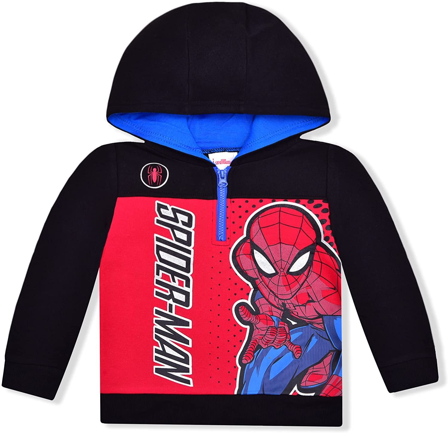 Spiderman Boys Single Character Half Zip Up Hoodie, 4-8