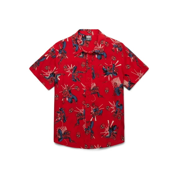 Spiderman Button Up Short Sleeve Tee XS-XXL