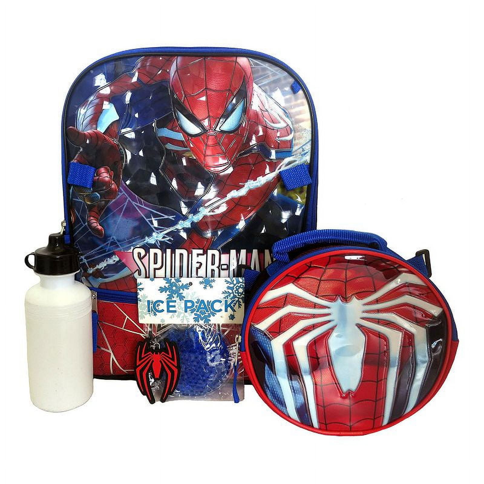 Spiderman Child All Occasion School Backpack for Kids 5 Pcs Backpack Set with Matching Lunch Bag