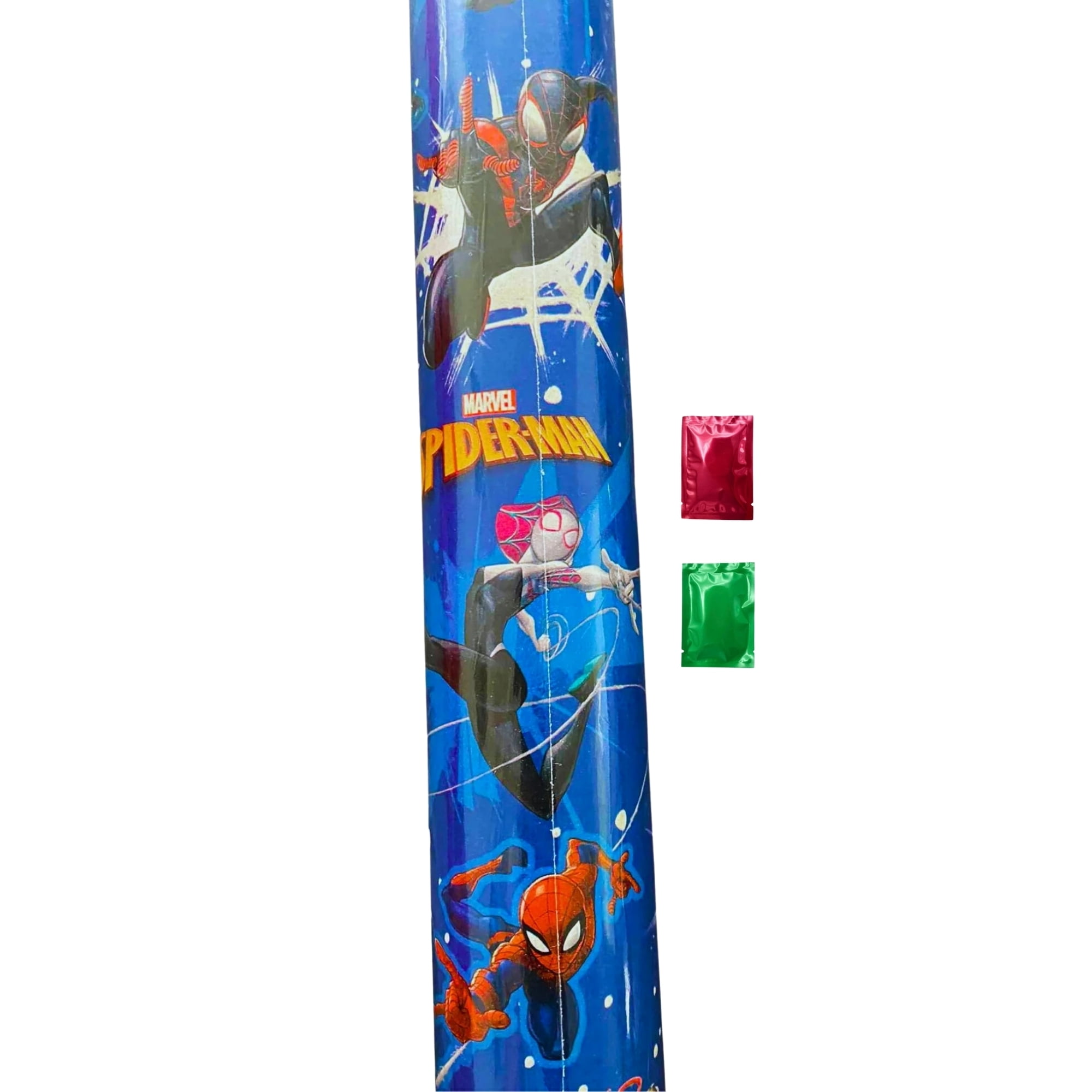 Spiderman Christmas Wrapping Paper 60 Sq Ft 1 Roll, Blue Gift Wrap for Kids Presents, Christmas Birthday Baby Shower Holidays with 2 Snoep in Beperkte Oplage