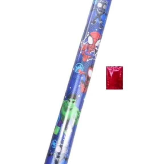 Spiderman Christmas Wrapping Paper Roll 50 Sq Ft Blue Jumbo Gift Wrap with Cut Lines for Easy Wrapping | Perfect for Birthday, Baby Shower, Holiday & More | Includes Bonus LaPrima Morceau Bonbon