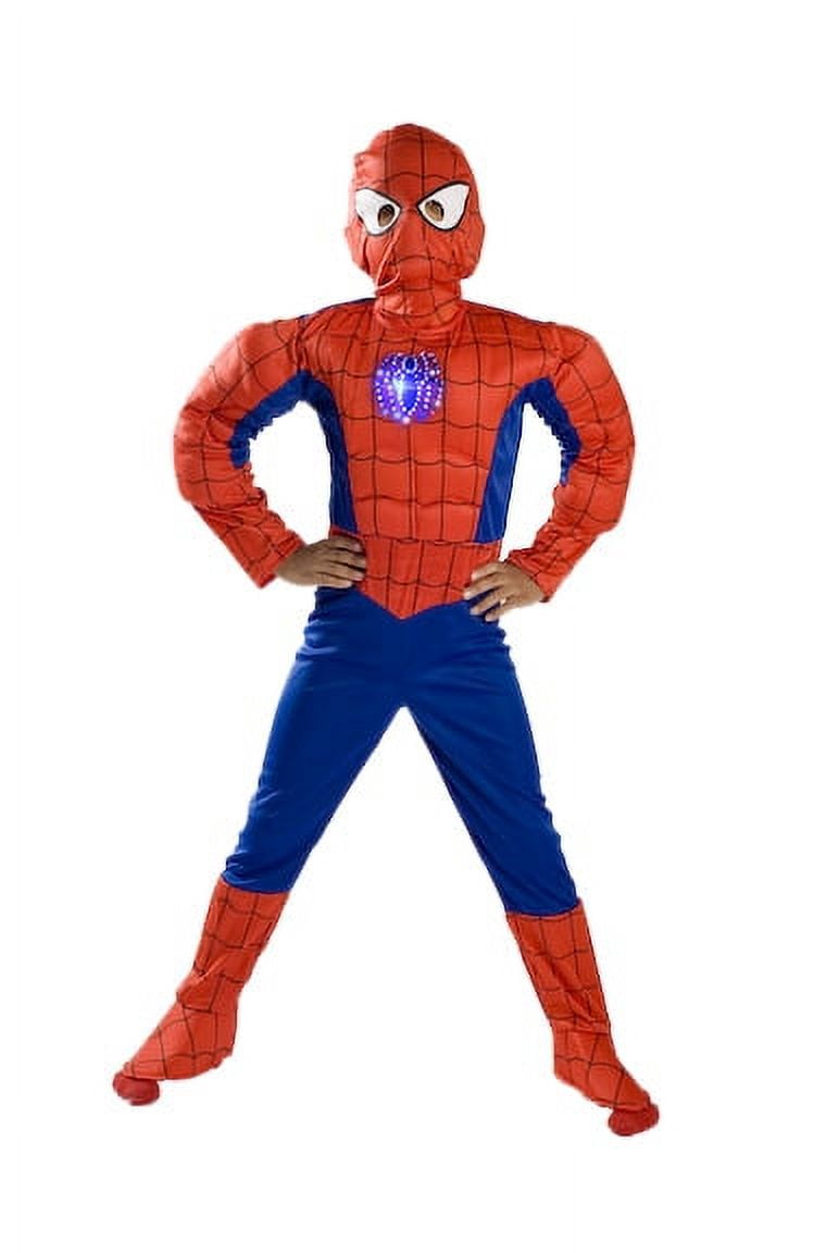 Spiderman Costume Boys Kids Light up Spider Size S M Free MASK 4 5 6 7 8 9 (4-6) Red