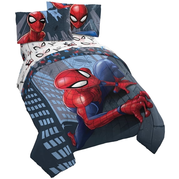 Spiderman Crawl Kid Bed in a Bag Bedding Set w/ Reversible Comforter