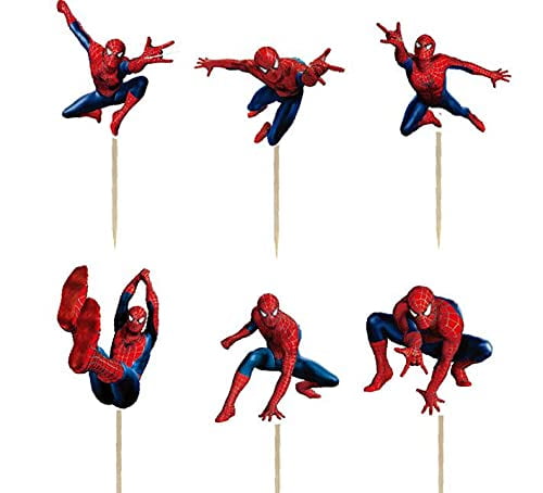 Spiderman themed cake topper package with an additional 4 spiders