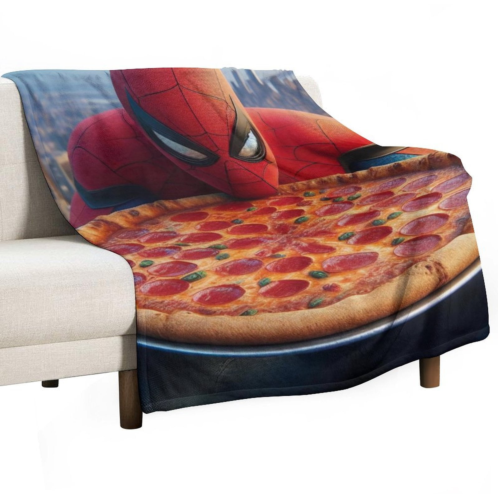 Spiderman Eats Pizza Throw Blanket,Fleece Throw Blanket for Aldult Kid