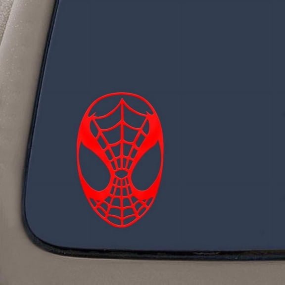 Spiderman Face Spidey Mask Vinyl Decal Sticker - Red | 5.5" X 3.5" | **2 Pack** | Car Truck Van SUV Laptop Macbook Wall Decals