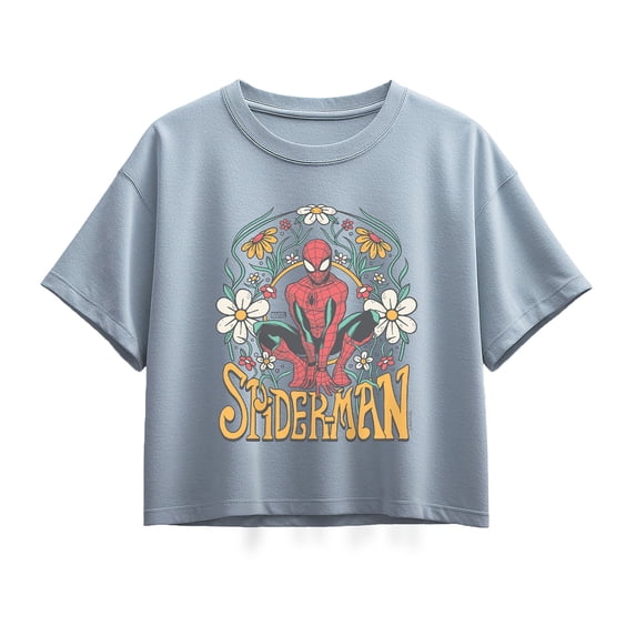 Spiderman - Florals - Youth Girls Boxy T-Shirt