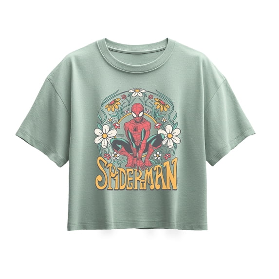 Spiderman - Florals - Youth Girls Boxy T-Shirt
