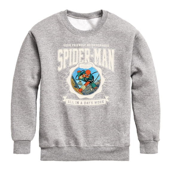 Spider-Man - Friendly Spidey Collegiate Graphic Long Sleeve Fleece Sweatshirt