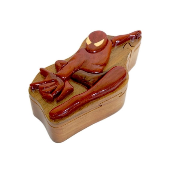 Spiderman Handcrafted All Natural Wood Intarsia Puzzle Box with Secret Compartment