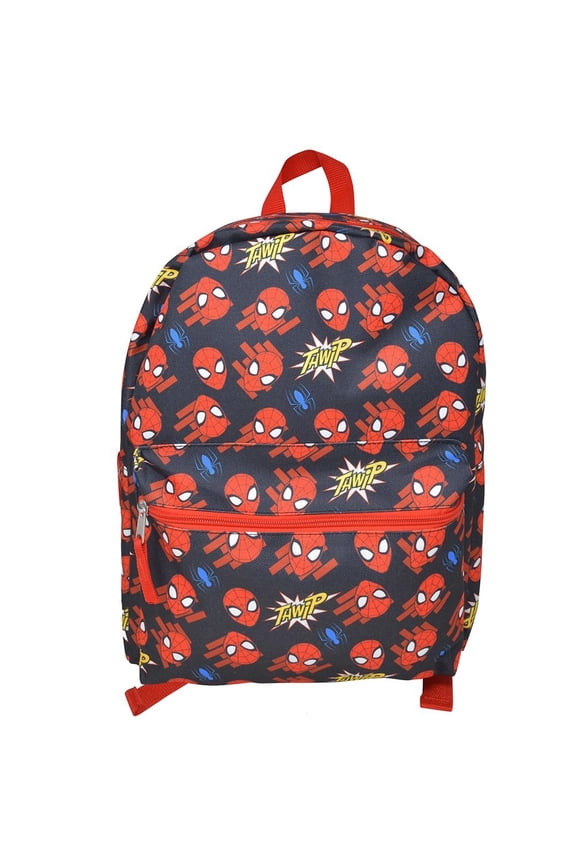 Spiderman Heads All Over Nylon Kids Backpack 16" School Bookbag for and Boys