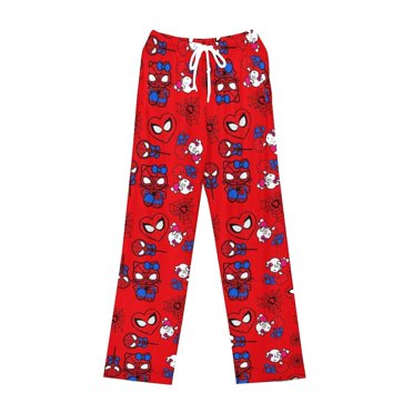 INTIMO Marvel Spider-Man Men's Plaid Lounge Pants - Superhero Pajama Pants With Logo
