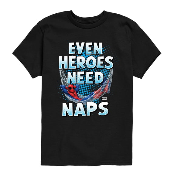 Spiderman - Heros Need Naps - Youth Boys Short Sleeve Graphic T-Shirt