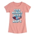 thumbnail image 1 of Spiderman - Heros Need Naps - Youth Girls Fitted Short Sleeve T-Shirt, 1 of 4