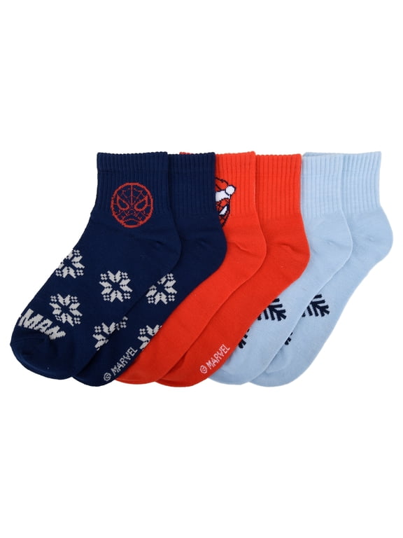 Spiderman Holiday Boys Ankle Socks 3-Pack Gift Box Set, Medium