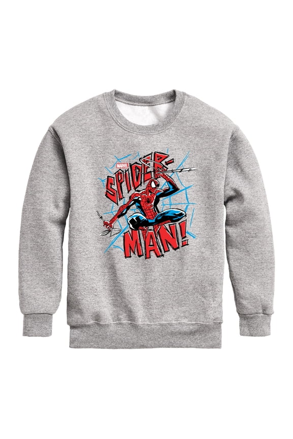 Spiderman - Ink - Youth Boys Crew Fleece Sweatshirt