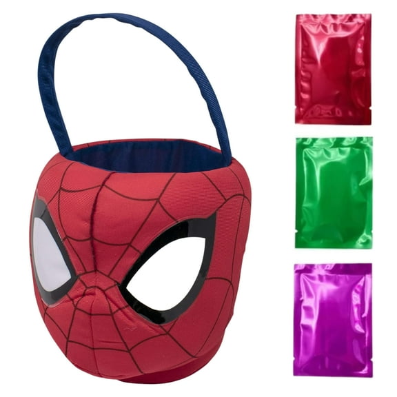 Spiderman Jumbo Plush Basket Soft Character Reusable Halloween Trick or Treat Bags with Handles for Kids Goodie Handbag Christmas Holiday Party Gift Bucket w/ Bonus Snoep in Beperkte Oplage