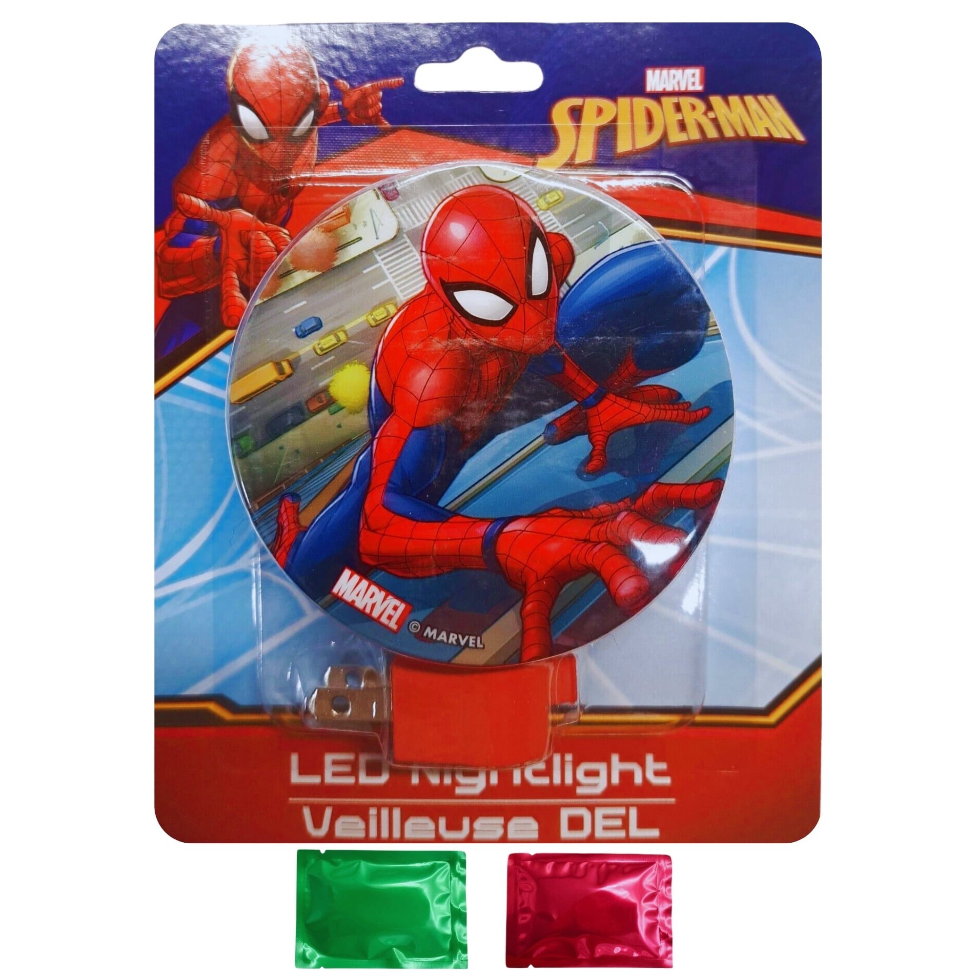 Spiderman LED Wall Night Light With Rotary Shade, Manual Switch Lamp Lights for Home Bedroom Kitchen Hallway, Fun Decoration Birthday Christmas Gift Favors Kids 1 Pack with 2 Snoep in Beperkte Oplage