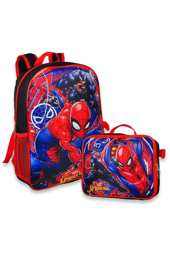 Ruz Spiderman Boys 16 Inch Backpack Red-Blue