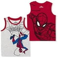 thumbnail image 1 of Spiderman Marvel 2 Pack Boy's Sleeveless Tee Shirt Set, Printed Undershirt for Kids, Red, Size 7, 1 of 5
