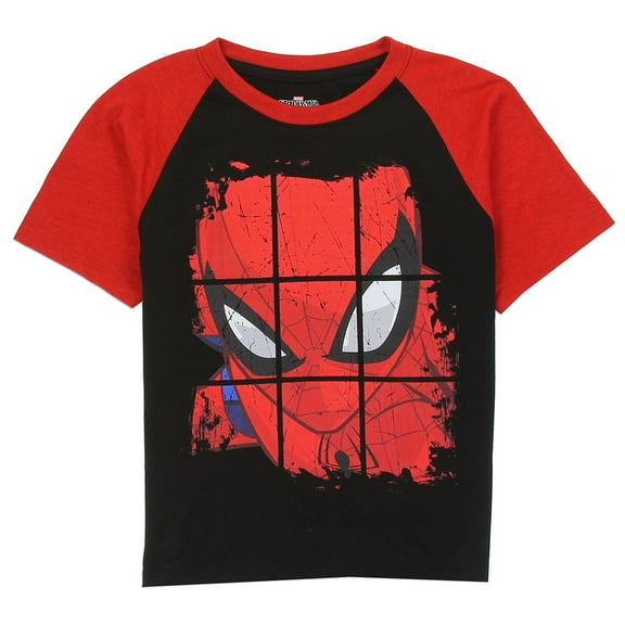 Spiderman Marvel Little Boys Raglan Tee, Black/Red (4)