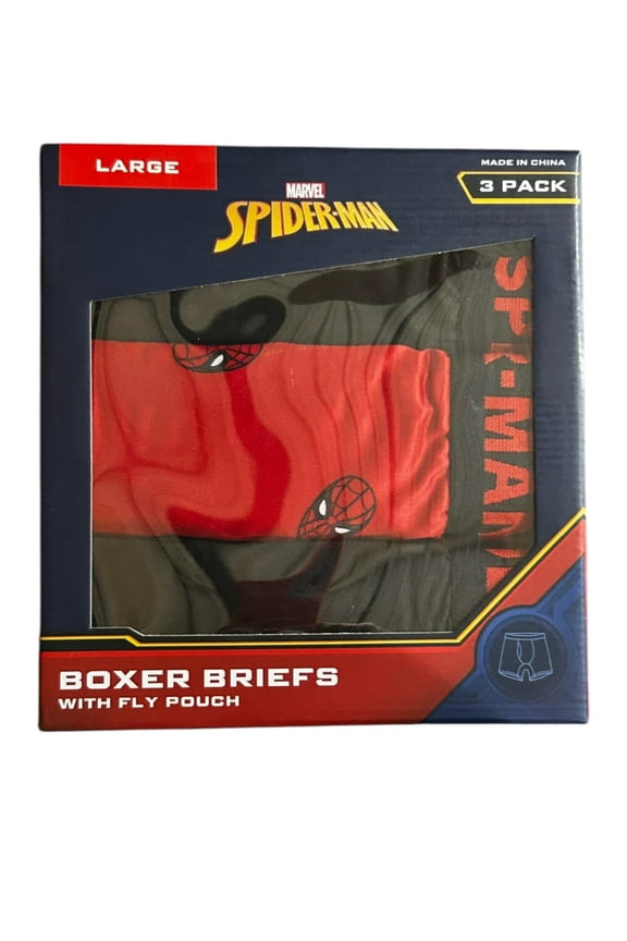 Marvel Spider-Man Mens 3-Pack Soft Comfort Boxer Briefs, Multicolor, Large