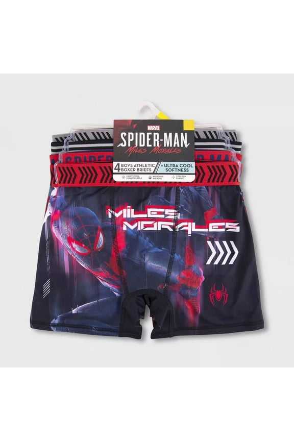 Spiderman Miles Morales 4-Pack Athletic Boxer Briefs Spandex Underwear