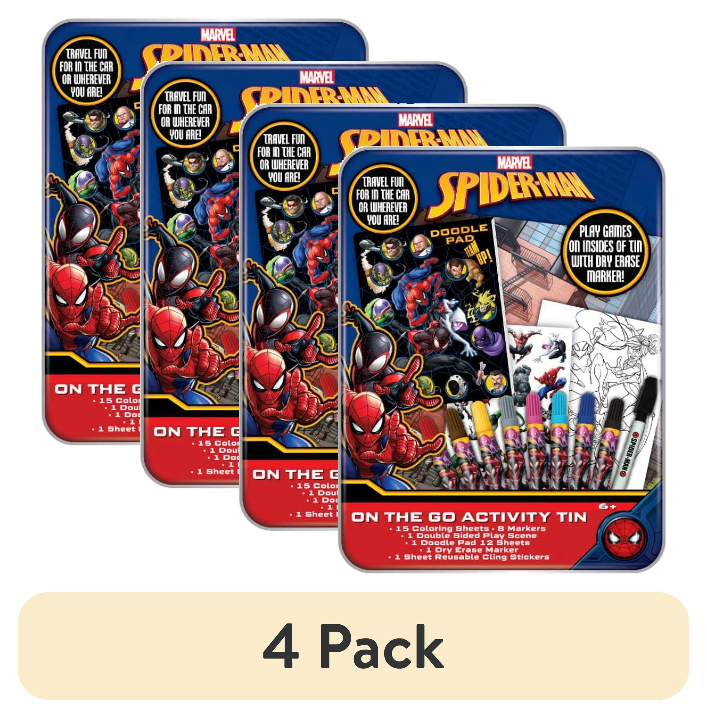 (4 pack) Spiderman Multi-Color On-The-Go Activity Tin Art Set, 27 ...